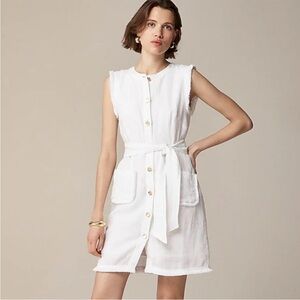 J.Crew Raw-hem mini shirtdress in linen Small